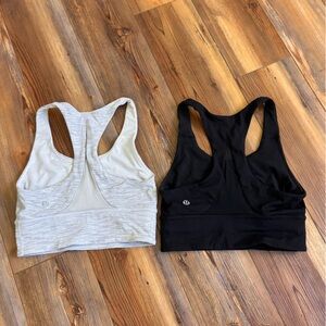 Lululemon Black and White Striped Racerback Sports Bras, size 2